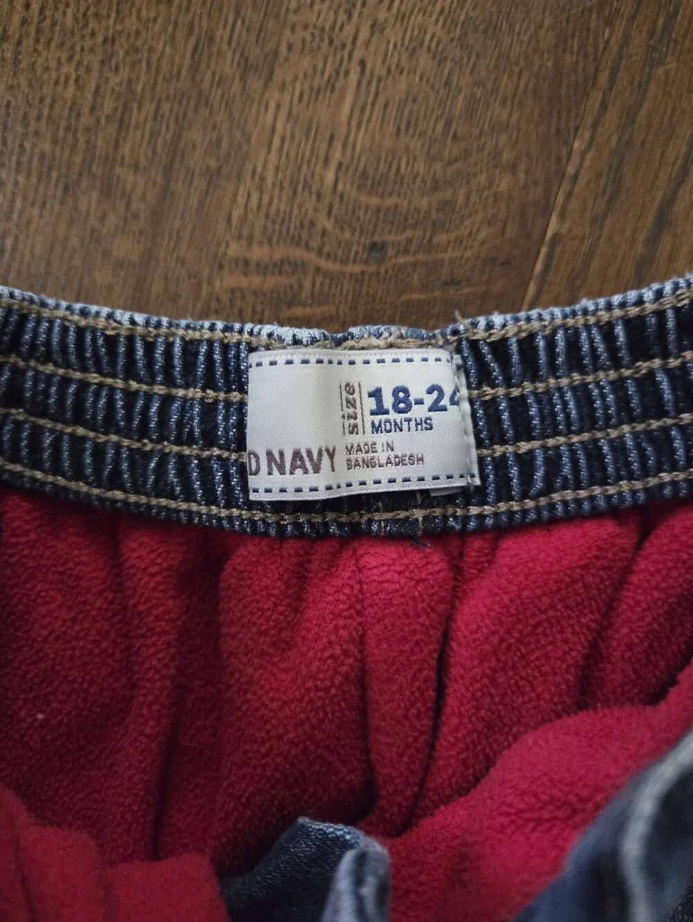 Old Navy Boys 18/2M Red Fleecr Lined Jeans